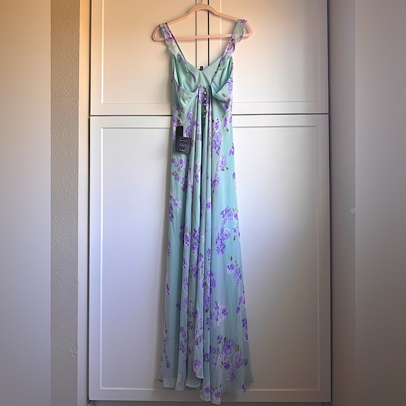 Lulu’s Mint Green Floral Spaghetti Strap Maxi Dress Size M Wedding, Party, Prom - Picture 6 of 12